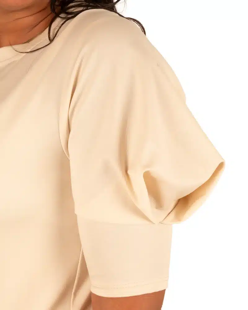 Beige shirt met gepofte mouw van El-Vita - Afbeelding 3