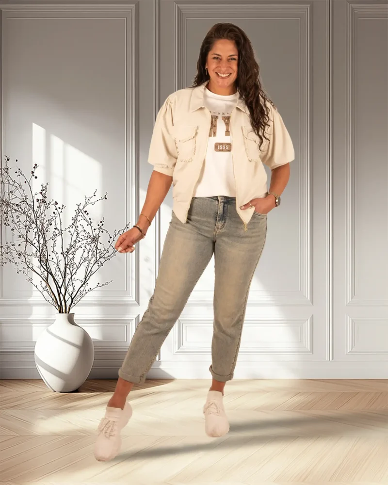 Dirty wash high waist mom jeans van Hello Miss - Afbeelding 8