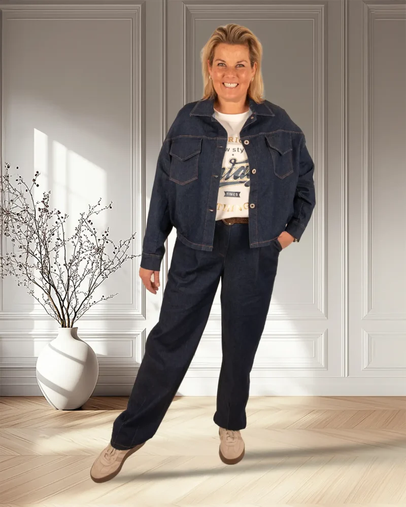Jeans stretch broek met riem van Chastar