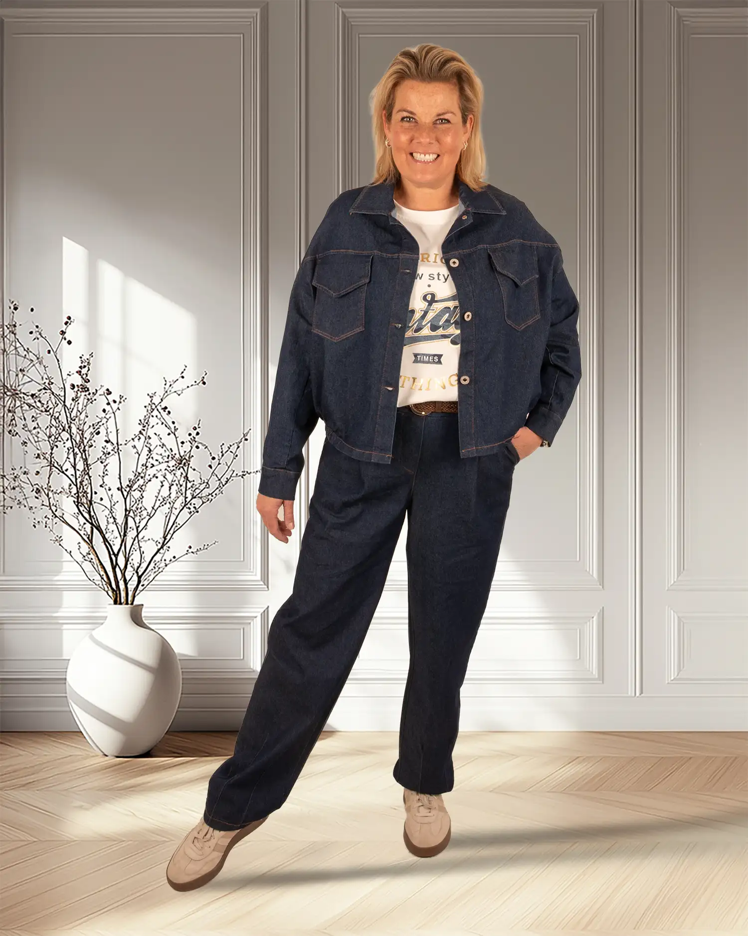 Jeans stretch broek met riem van Chastar