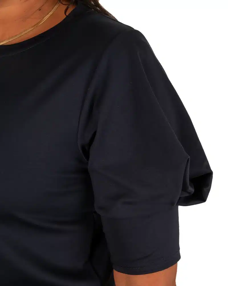 Donkerblauw shirt met gepofte mouw van El-Vita - Afbeelding 4