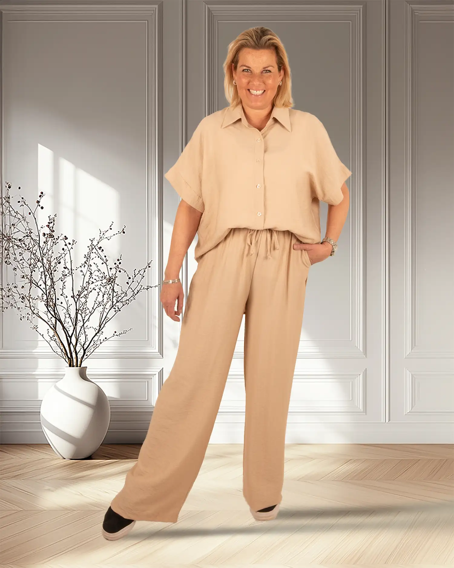 Beige broek van Perla Nera
