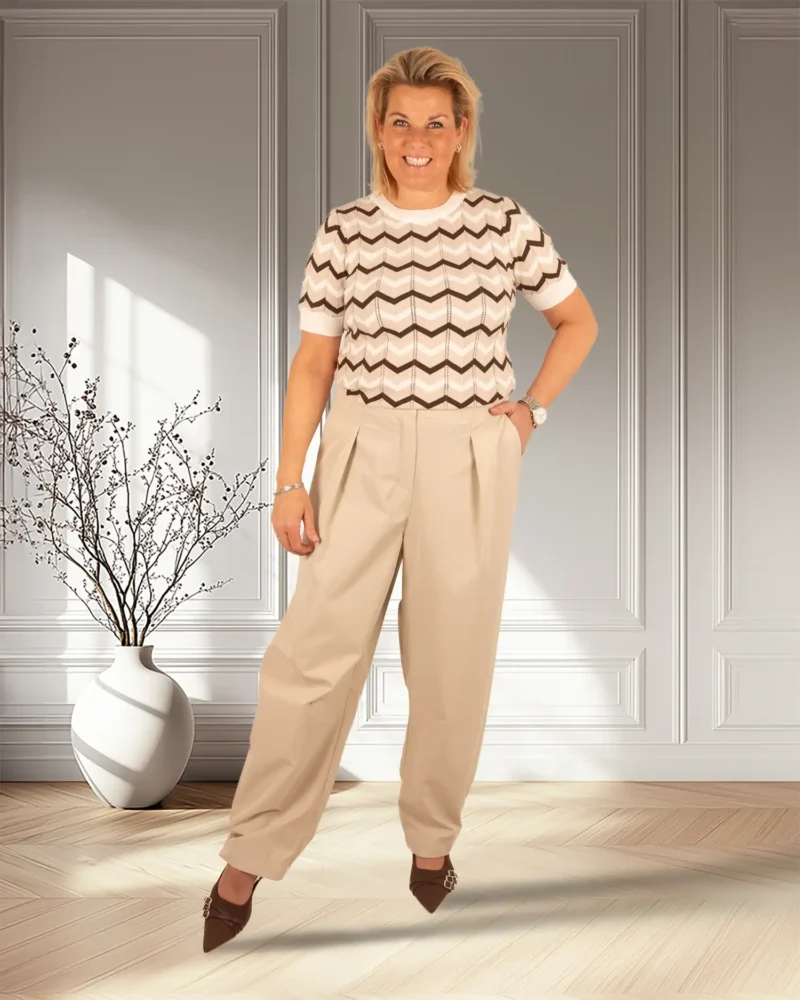 Lichtbeige broek van Chastar - Afbeelding 2