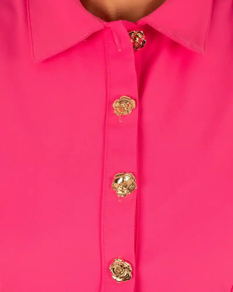Fuchsia mouwloze travelstof blouse van Triple Nine - Afbeelding 4