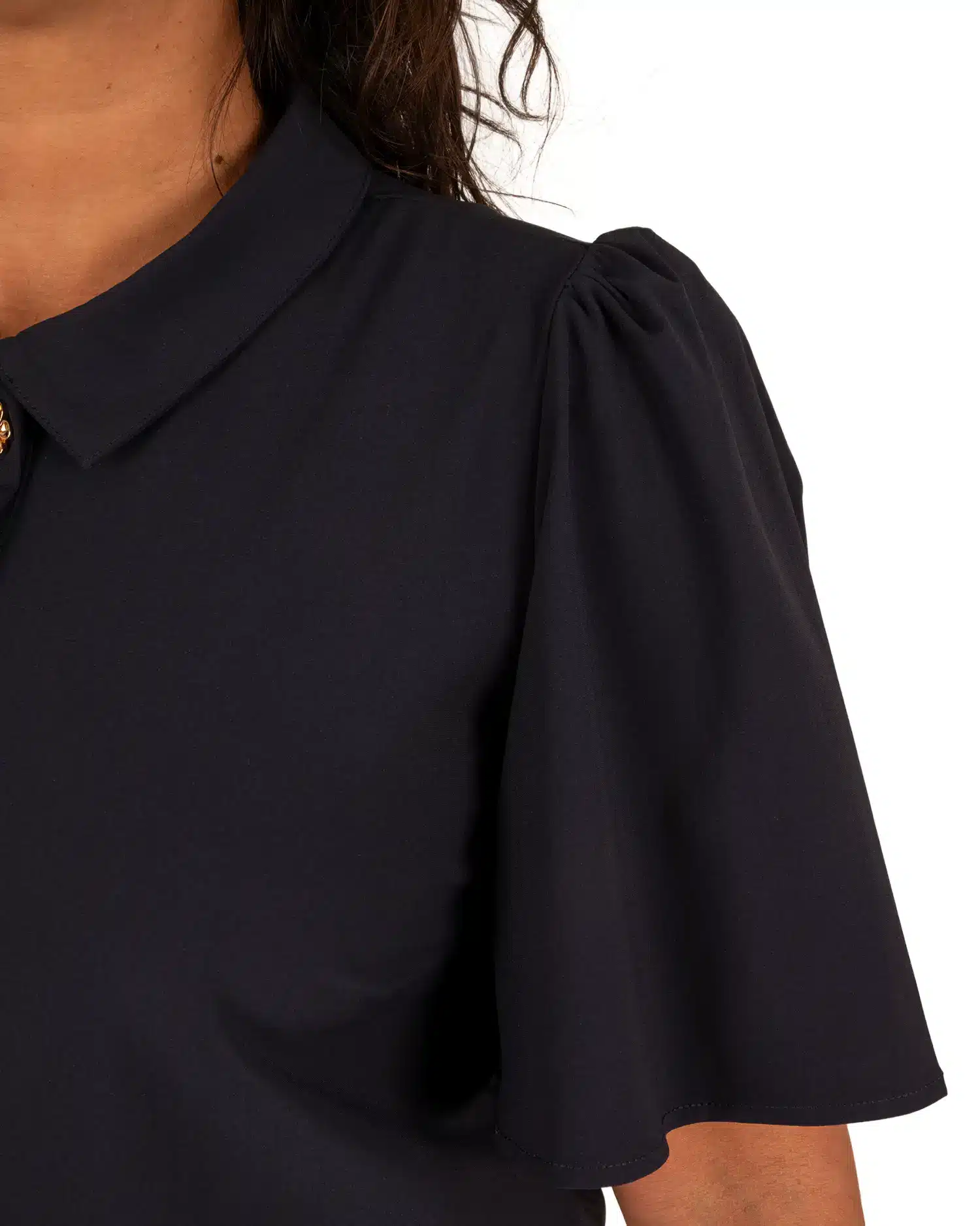 Donkerblauwe travelstof poloblouse van Triple Nine - Afbeelding 4