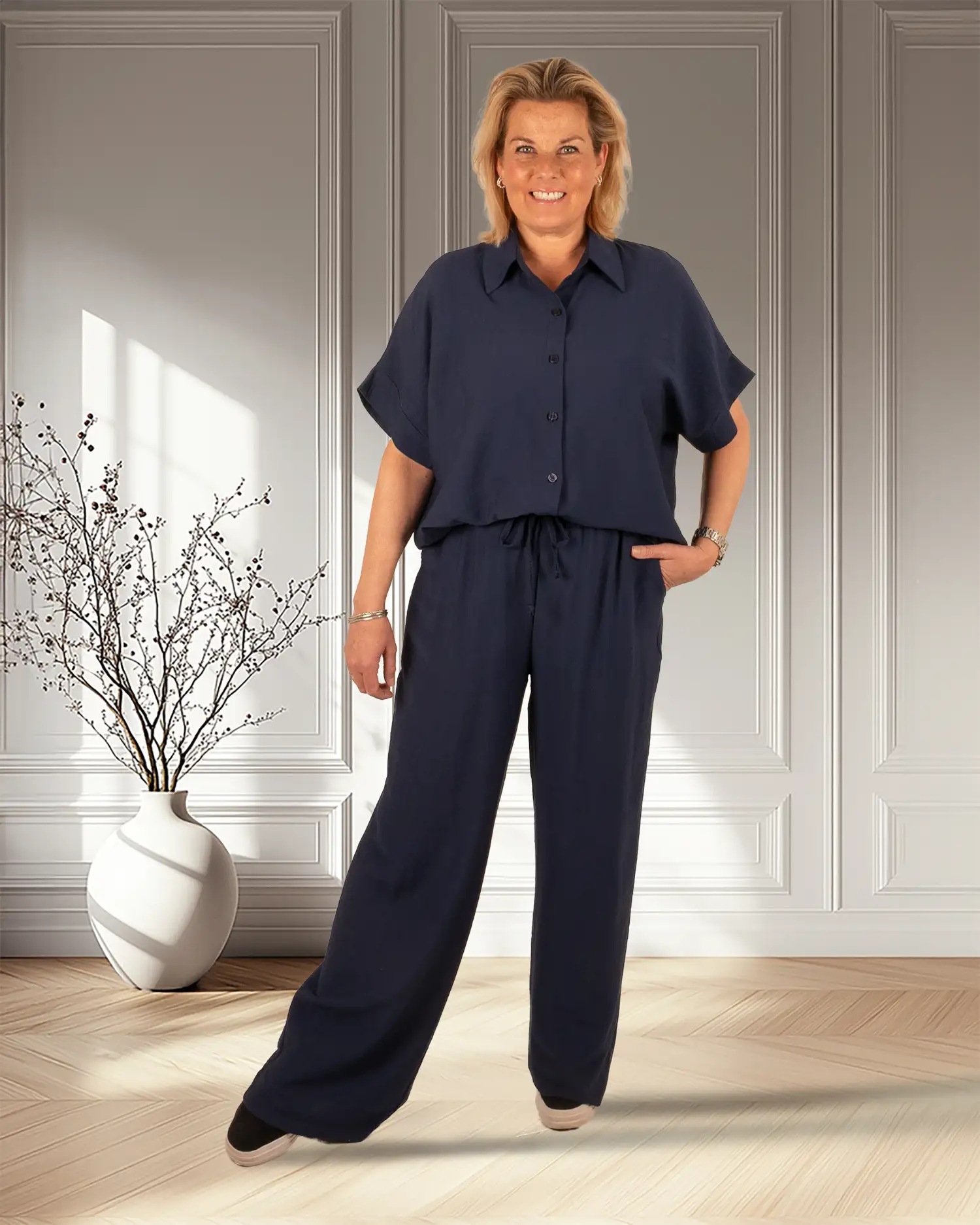 Donkerblauwe broek van Perla Nera