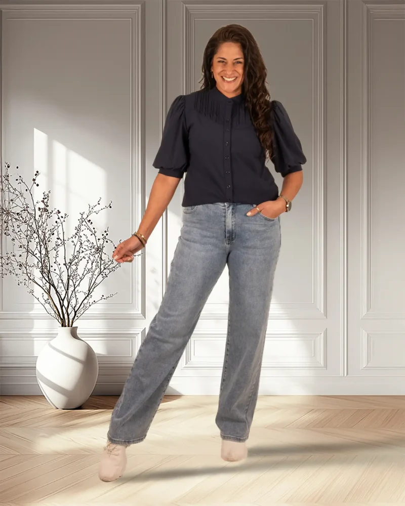 Mid blue wide leg  jeans van Hello Miss - Afbeelding 7