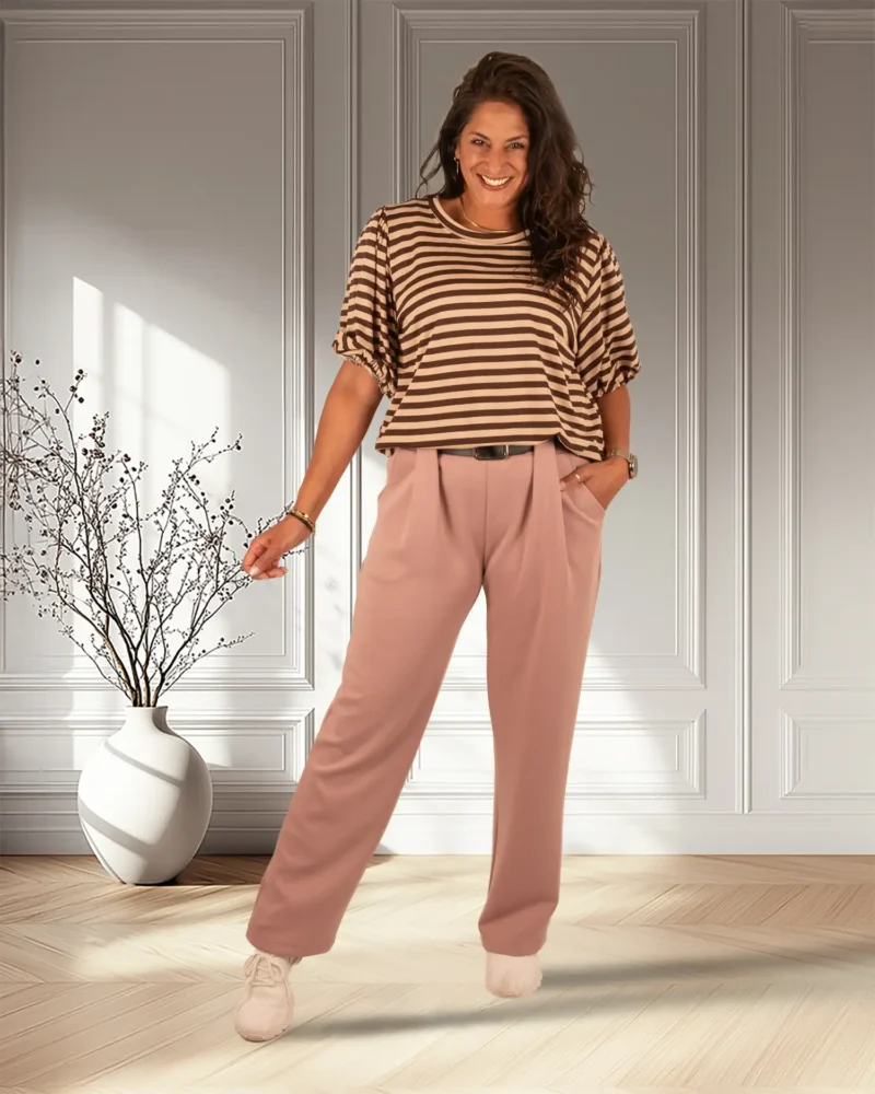 Oudroze jogpantalon met riem van El-Vita