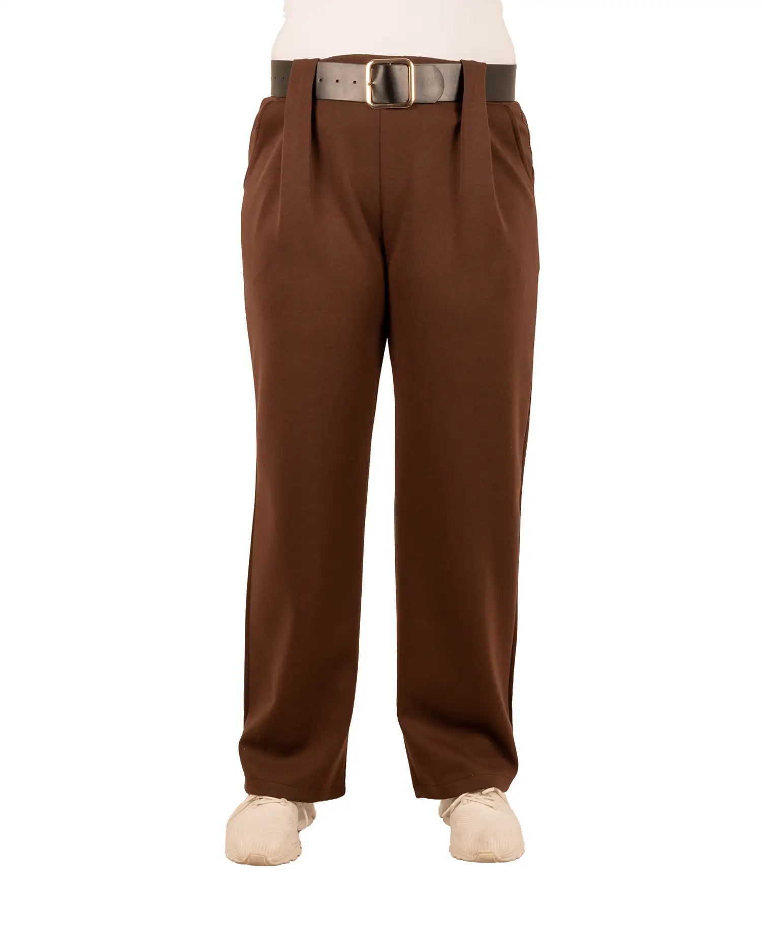 Donkerbruine jogpantalon met riem van El-Vita - Afbeelding 3