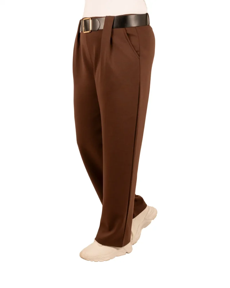 Donkerbruine jogpantalon met riem van El-Vita - Afbeelding 2
