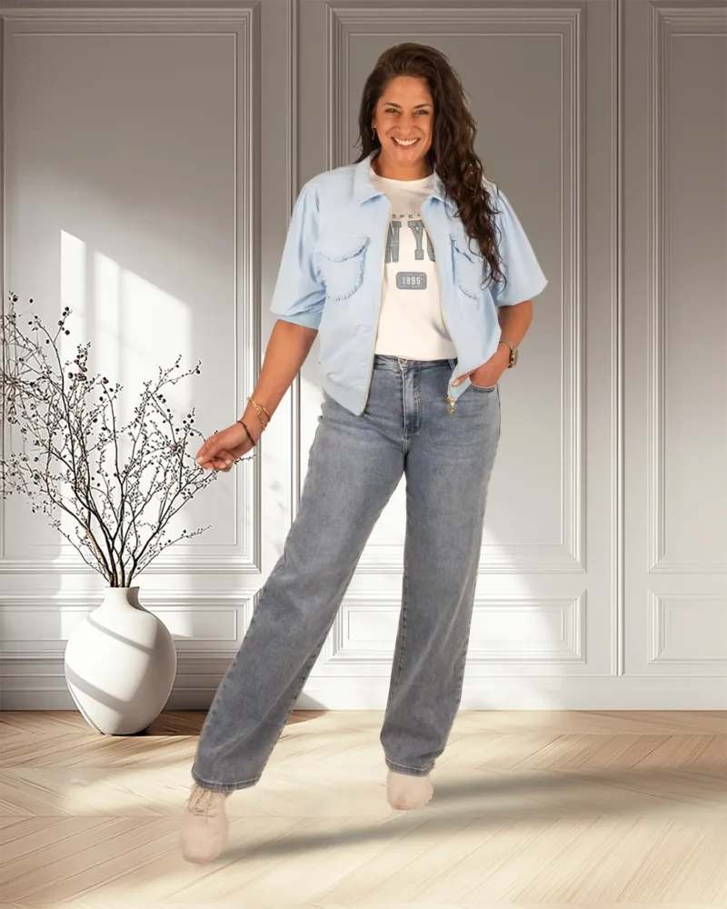 Mid blue wide leg  jeans van Hello Miss - Afbeelding 8