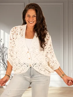 Ecru gehaakt vest van Perla Nera