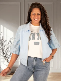 Lichtblauwe bomberjack kant van Triple Nine