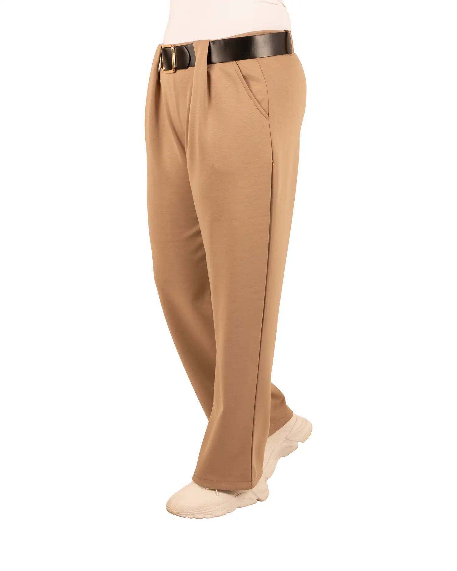 Camel jogpantalon met riem van El-Vita - Afbeelding 2