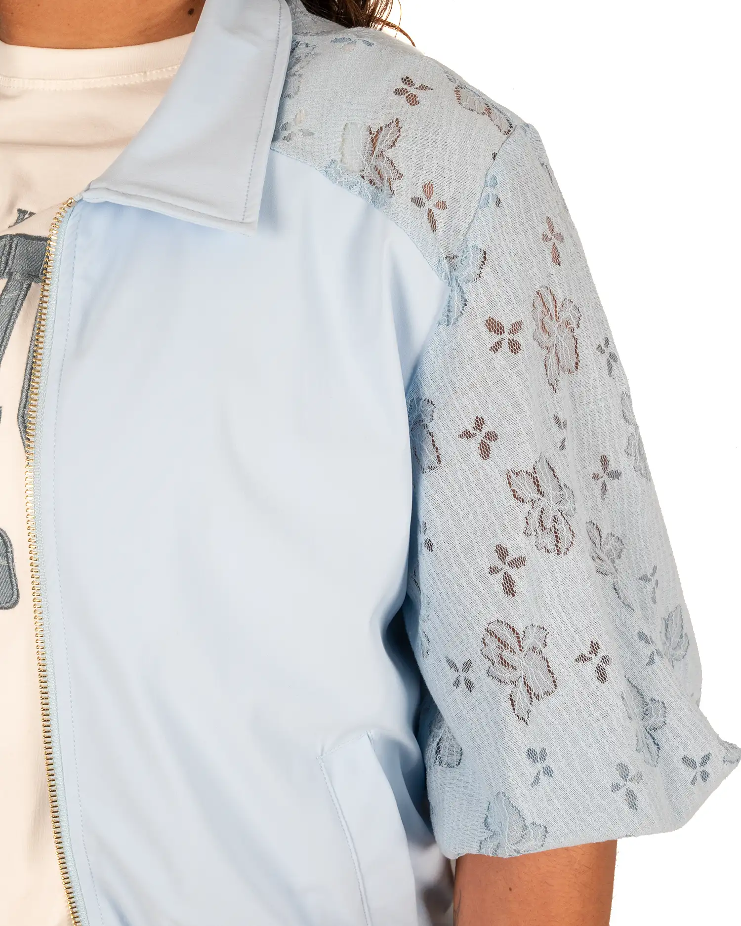 Lichtblauwe bomberjack kant van Triple Nine - Afbeelding 4