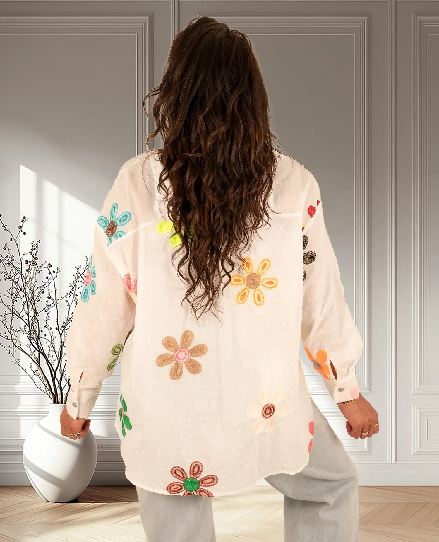 Witte blouse geborduurde bloemen van Knitwear - Afbeelding 4