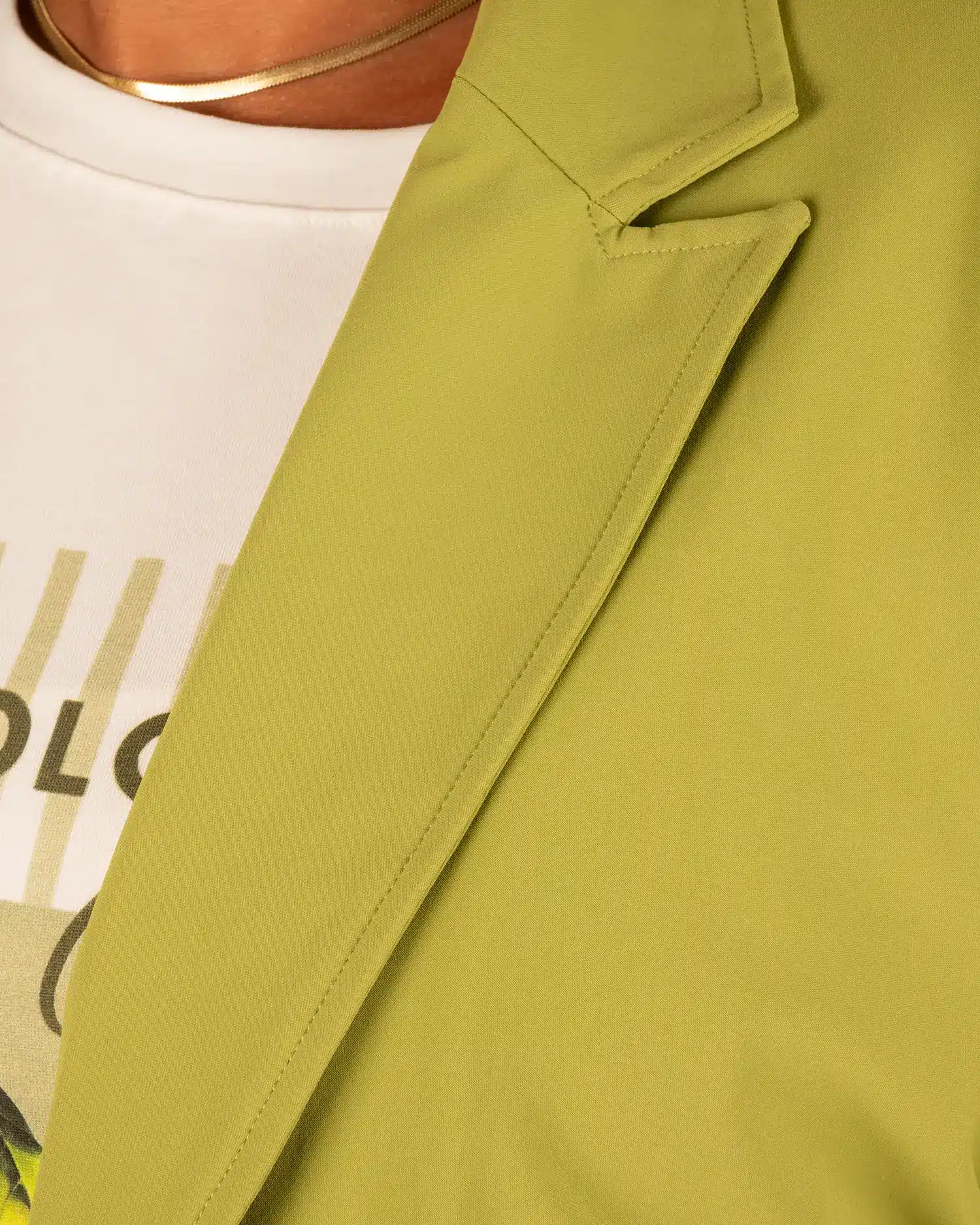 Turtle green halflange travelstof blazer met ceintuur van Mi Piace - Afbeelding 5