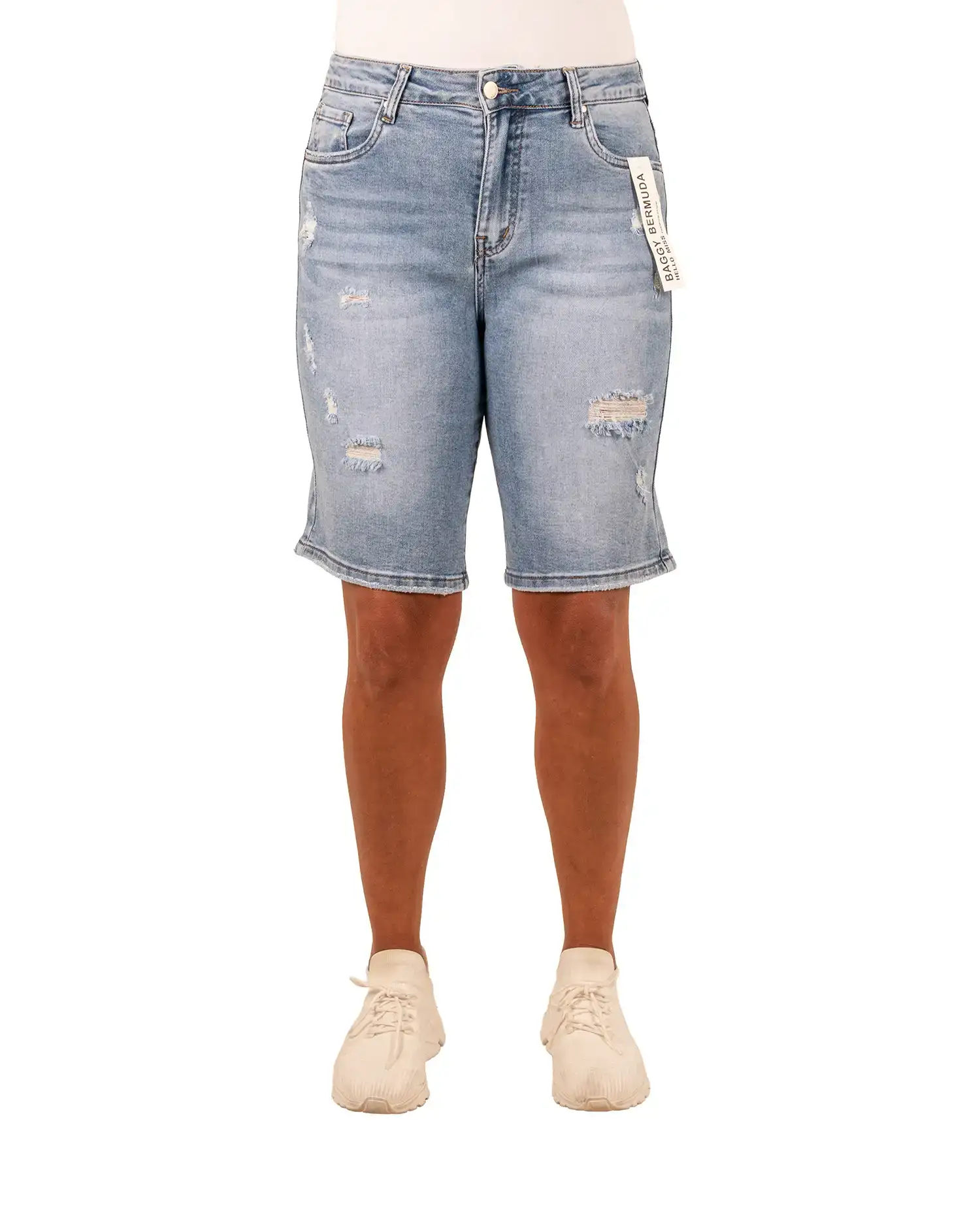 Blue destroyed baggy bermuda van Hello Miss - Afbeelding 3