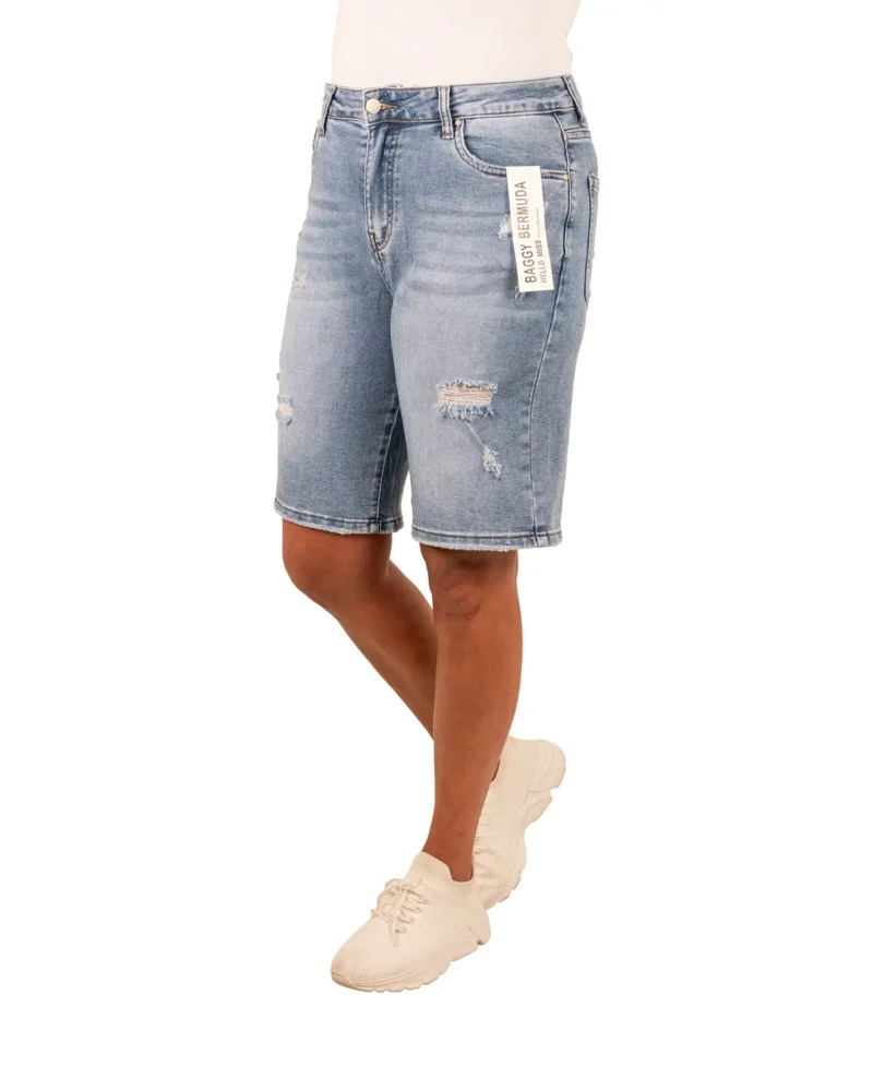 Blue destroyed baggy bermuda van Hello Miss - Afbeelding 2