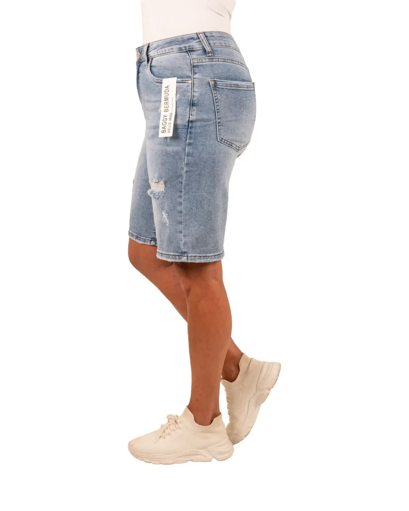 Blue destroyed baggy bermuda van Hello Miss - Afbeelding 4
