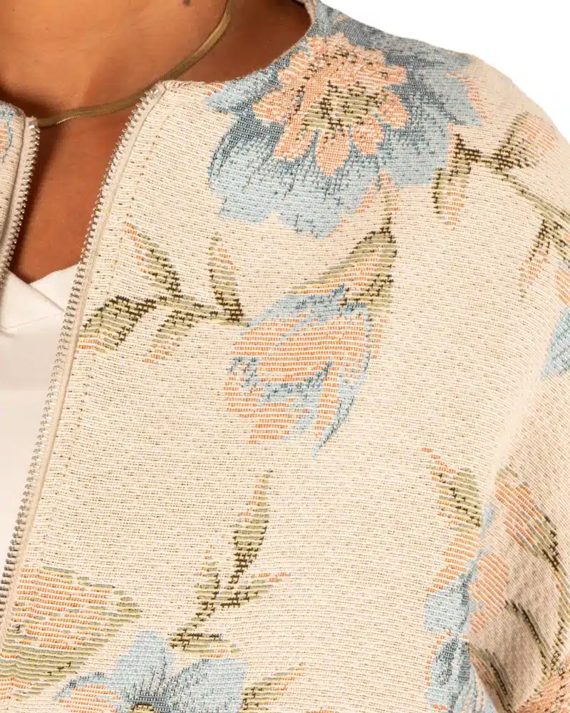 Beige/blauw bloemen bomberjack van El-vita - Afbeelding 5