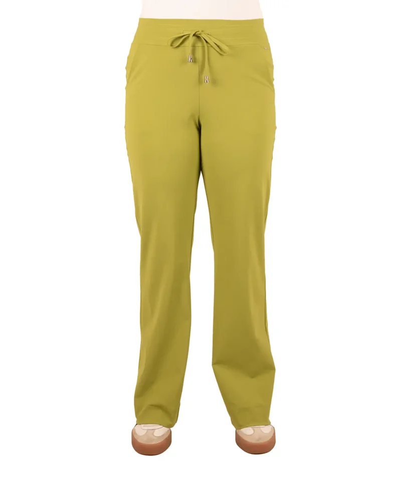 Turtle green travelstof pantalon met rechte pijp van Mi Piace - Afbeelding 3