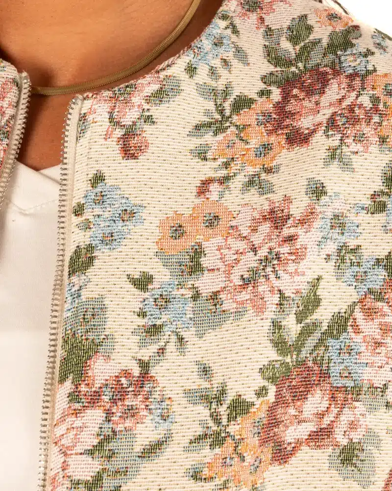 Beige/roze bloemen bomberjack van El-vita - Afbeelding 5