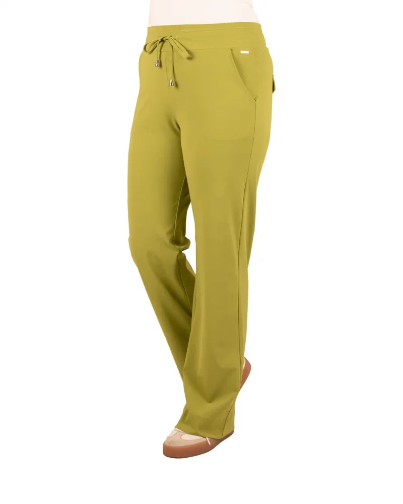 Turtle green travelstof pantalon met rechte pijp van Mi Piace - Afbeelding 2