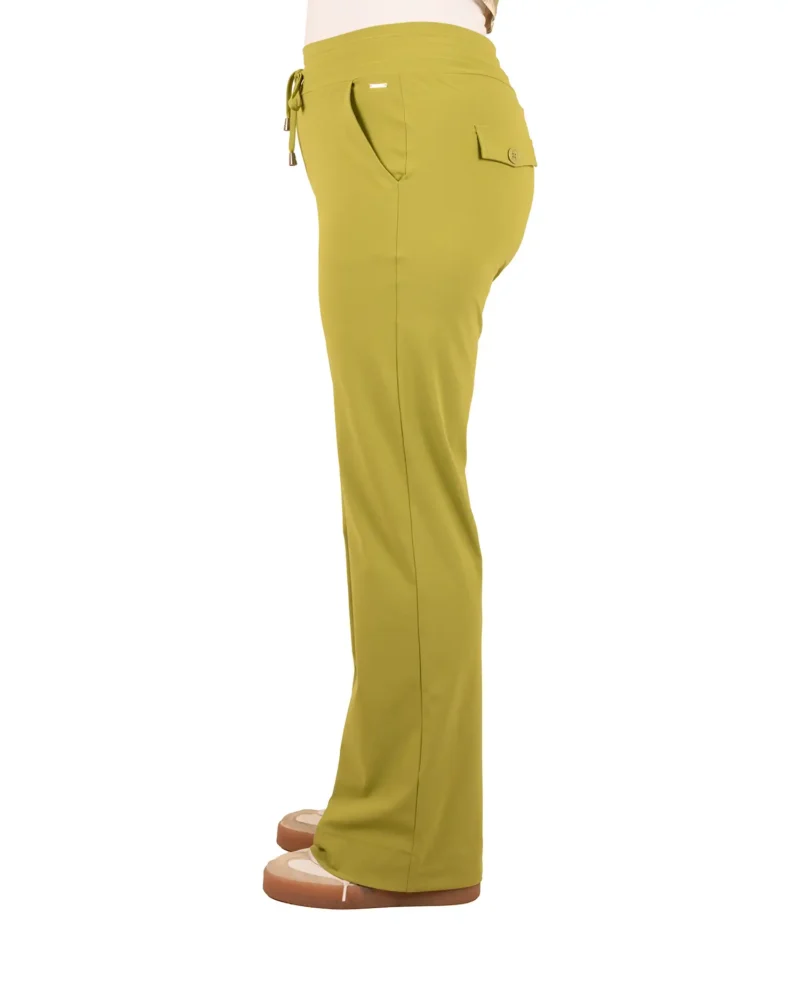 Turtle green travelstof pantalon met rechte pijp van Mi Piace - Afbeelding 4