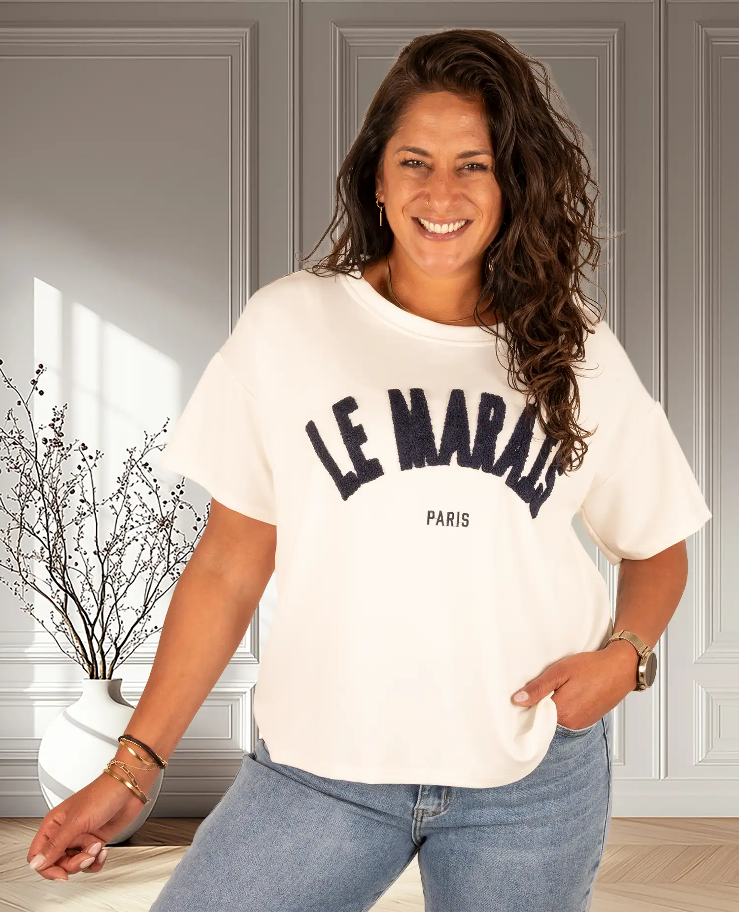 Off-white shirt blauwe "Le Marais" van Mooij - Afbeelding 3