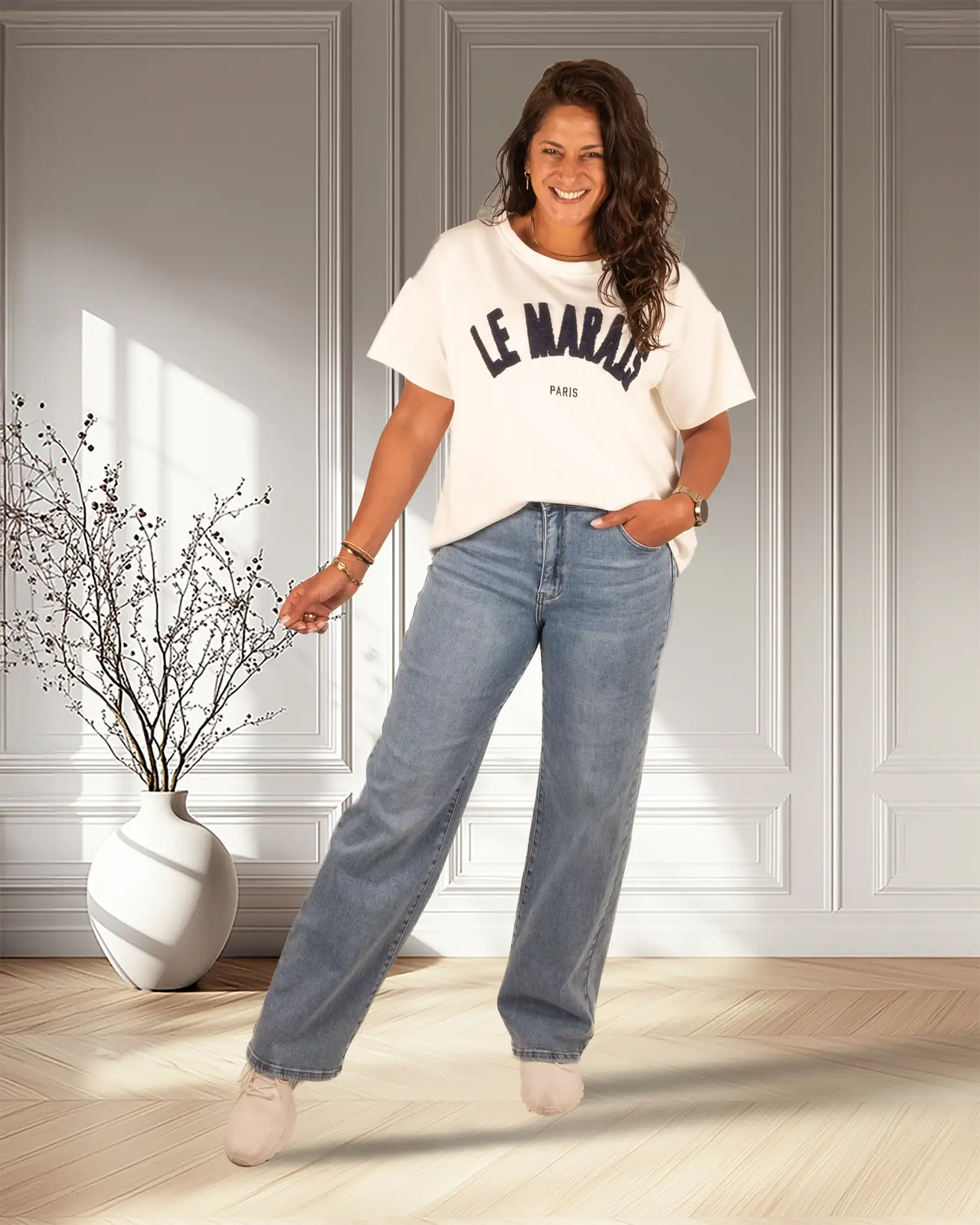 Off-white shirt blauwe "Le Marais" van Mooij - Afbeelding 2