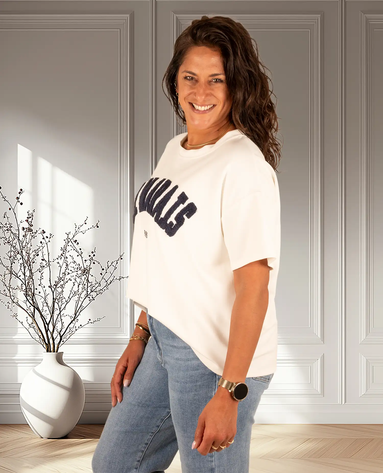 Off-white shirt blauwe "Le Marais" van Mooij - Afbeelding 4