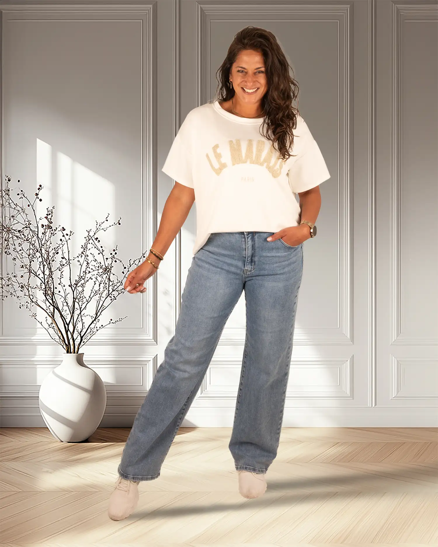 Off-white shirt beige "Le Marais" van Mooij - Afbeelding 2