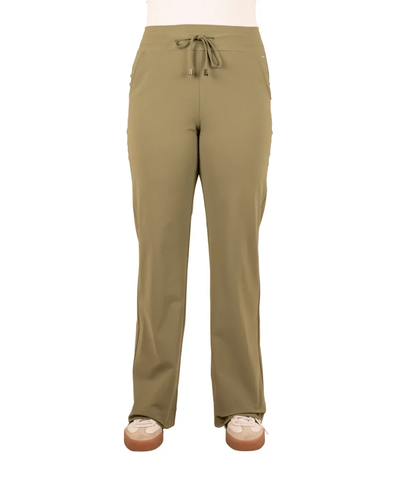 Olive green travelstof pantalon met rechte pijp van Mi Piace - Afbeelding 4