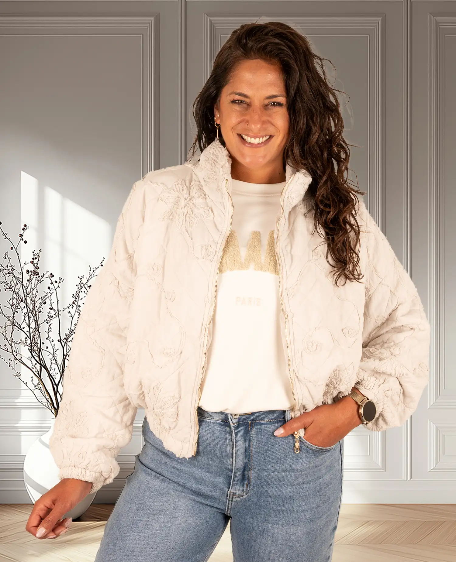 Off-white shirt beige "Le Marais" van Mooij - Afbeelding 3