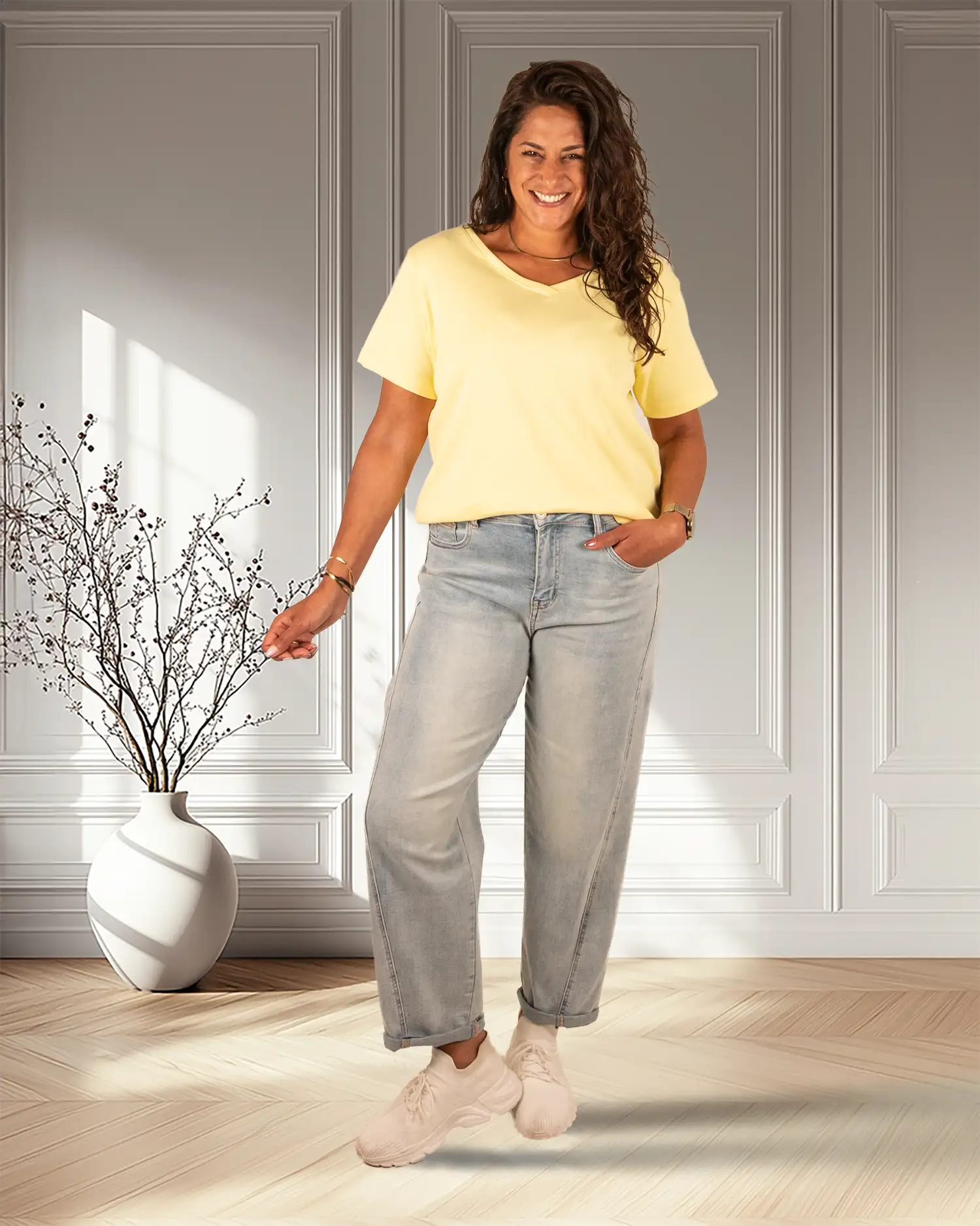 Geel basis shirt V-hals van Gemma Ricceri - Afbeelding 2