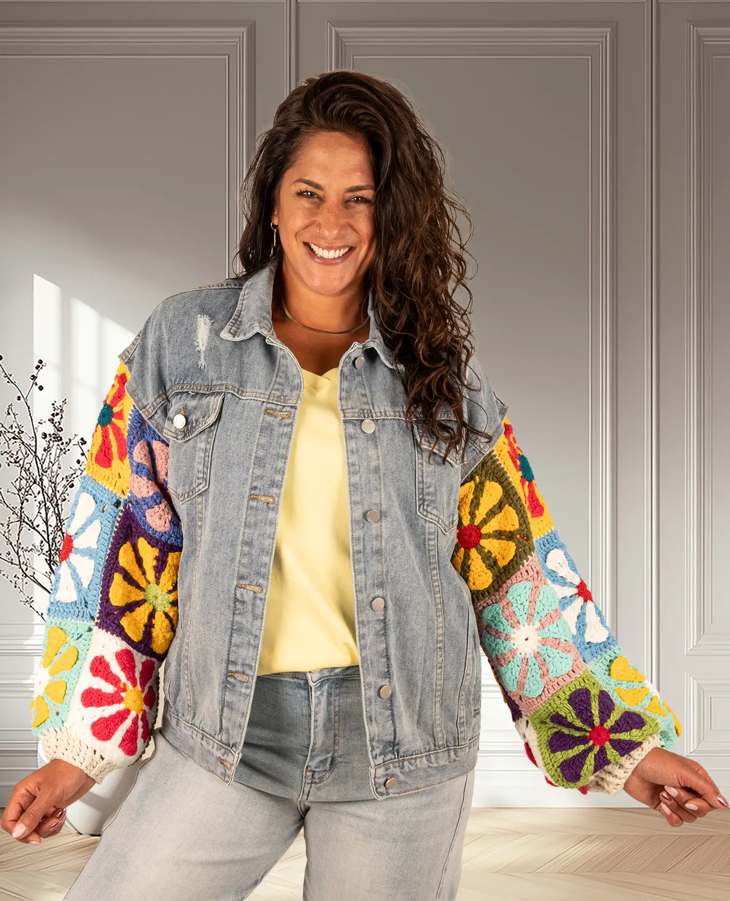 Geel basis shirt V-hals van Gemma Ricceri - Afbeelding 4