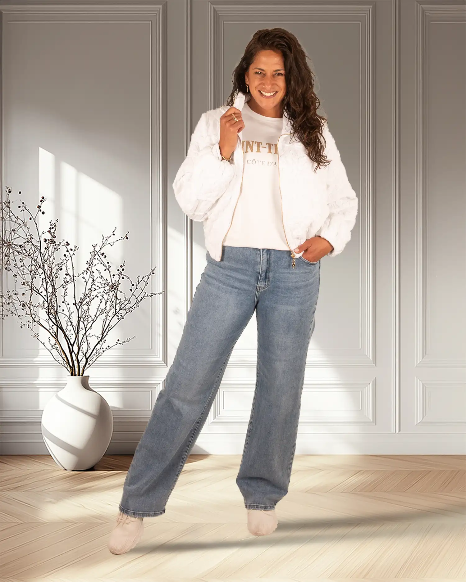 Witte gewatteerde bomberjack van Gemma Ricceri - Afbeelding 2