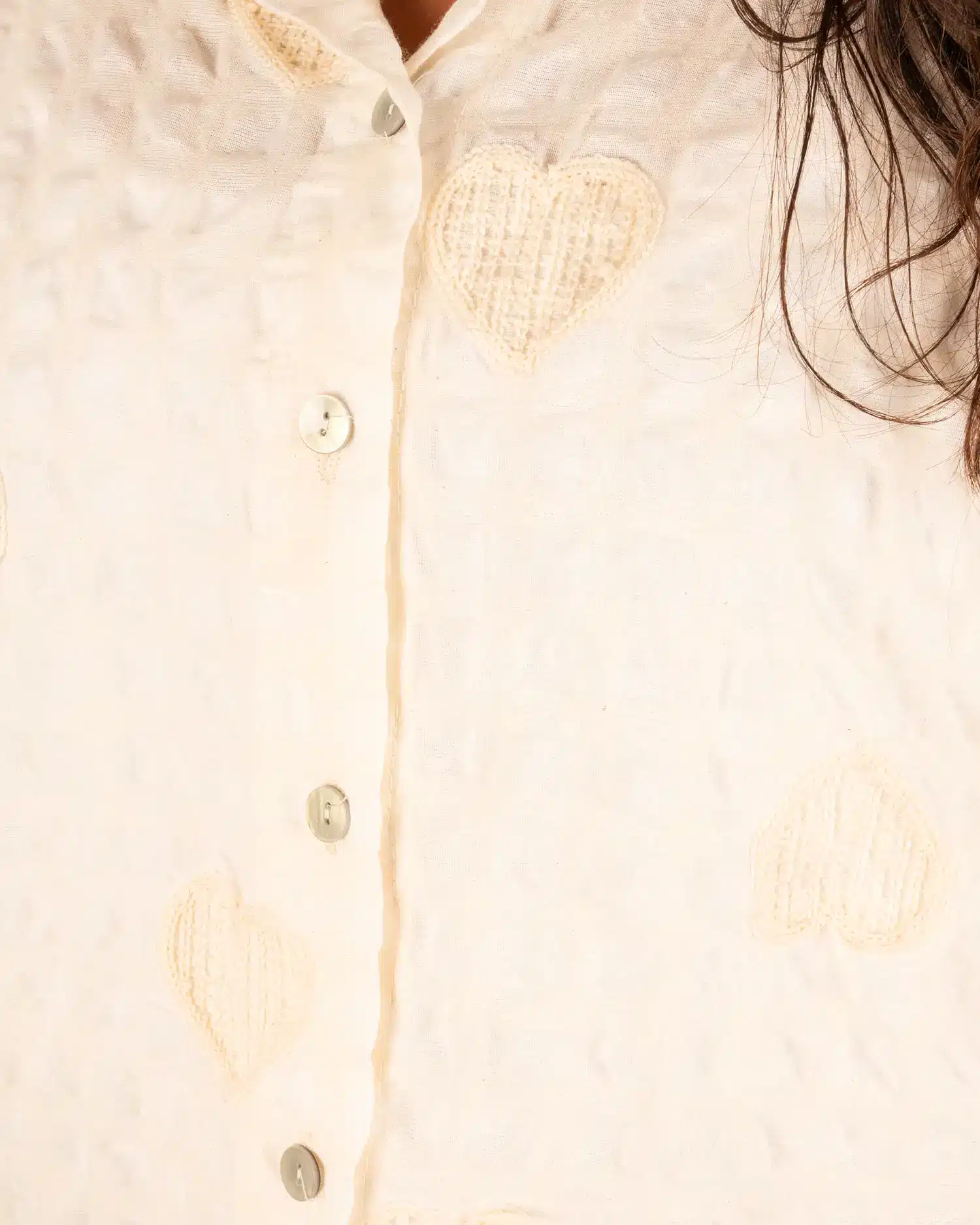 Beige blouse hartjes van Gemma Ricceri - Afbeelding 4