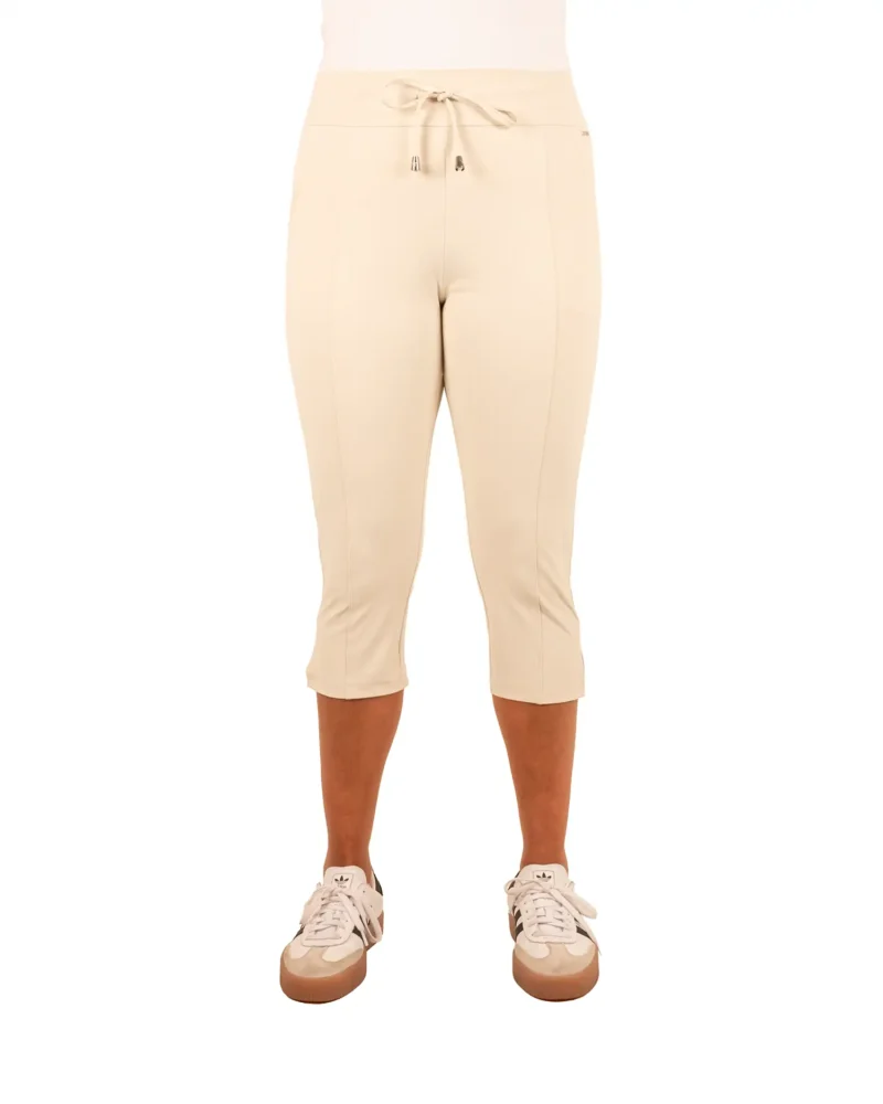 Lichtbeige travelstof capribroek met splitje van Mi Piace - Afbeelding 4