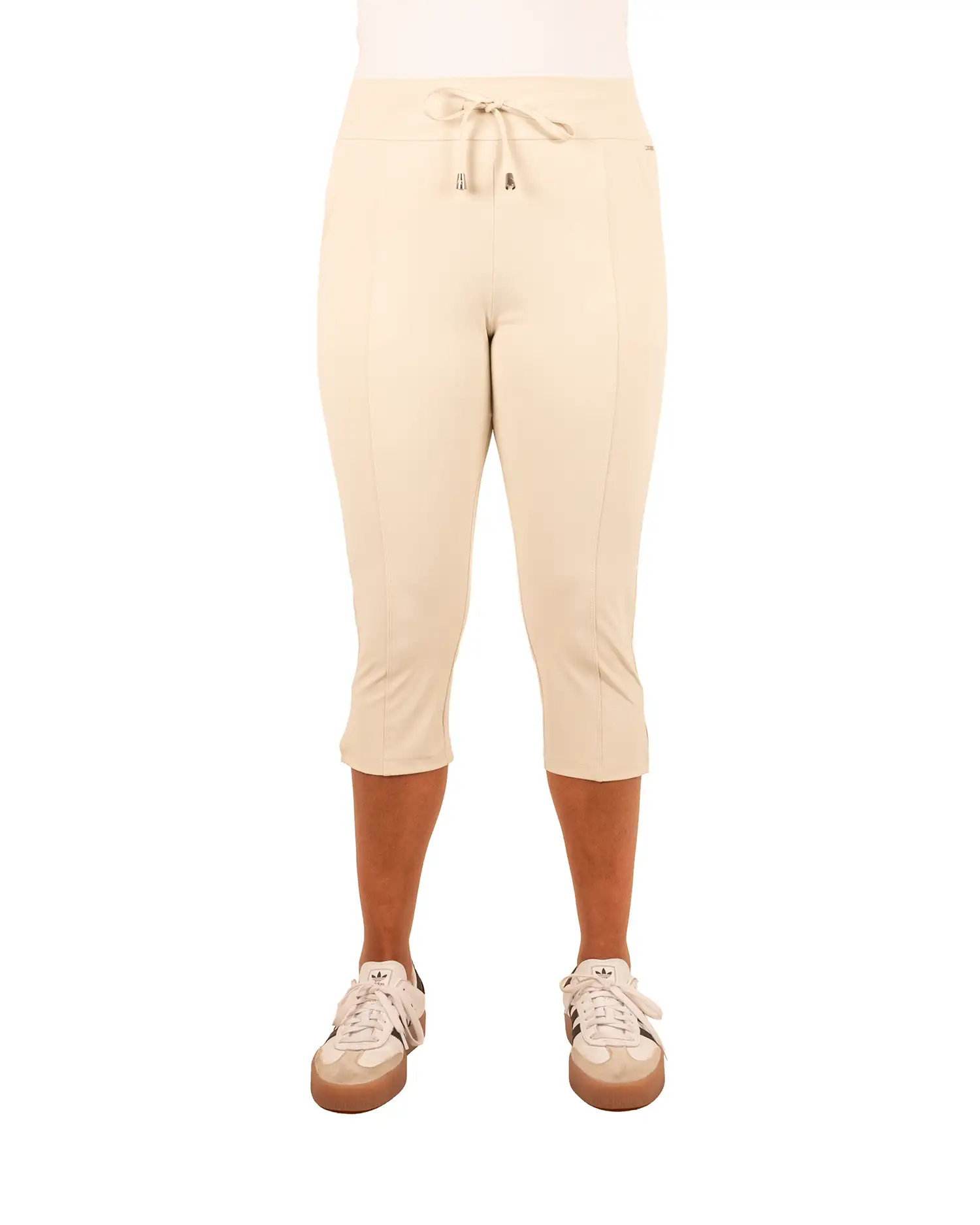 Lichtbeige travelstof capribroek met splitje van Mi Piace - Afbeelding 4