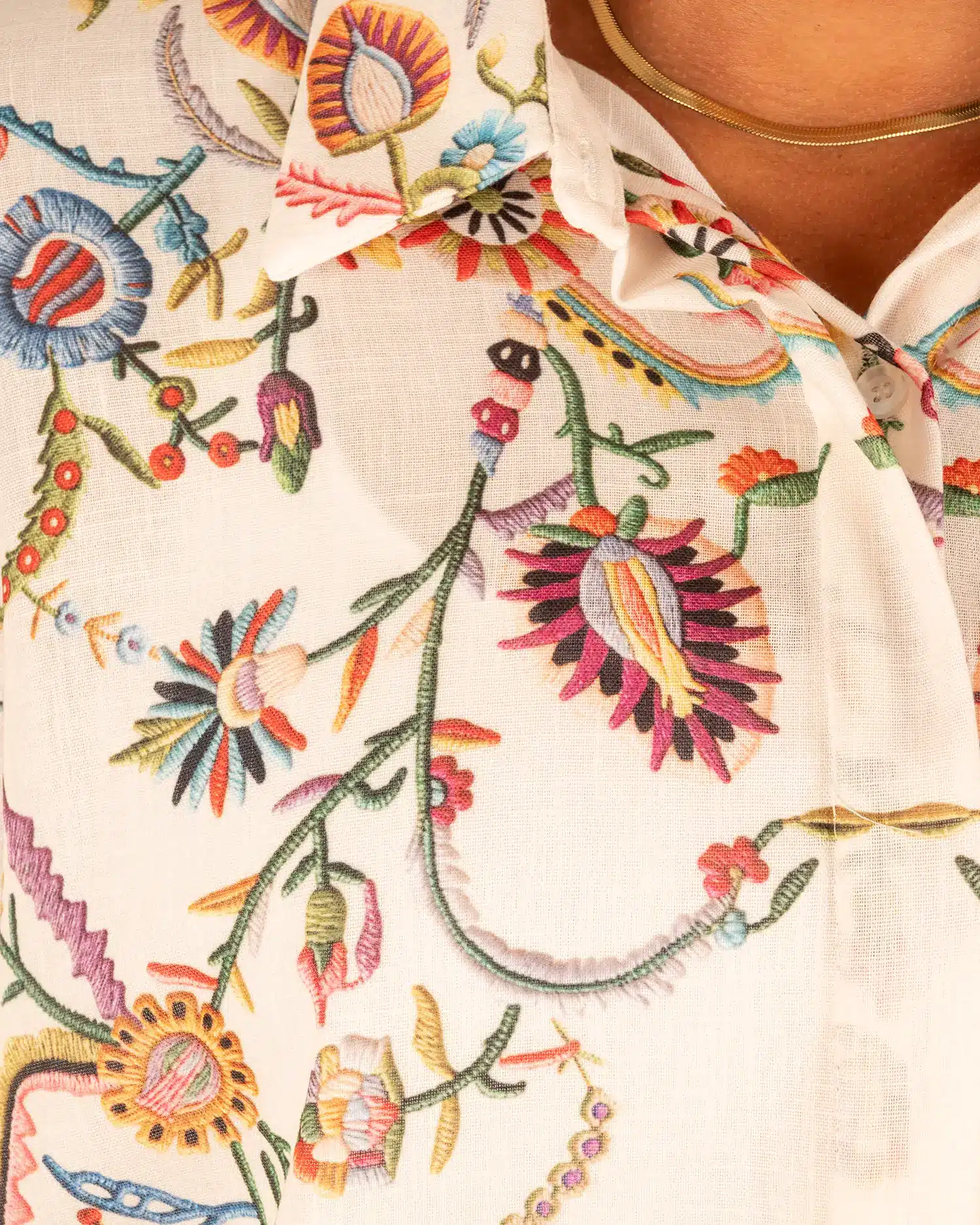 Beige oversized blouse bloemenprint van El-Vita - Afbeelding 4