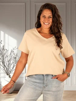 Beige basis shirt V-hals van Gemma Ricceri