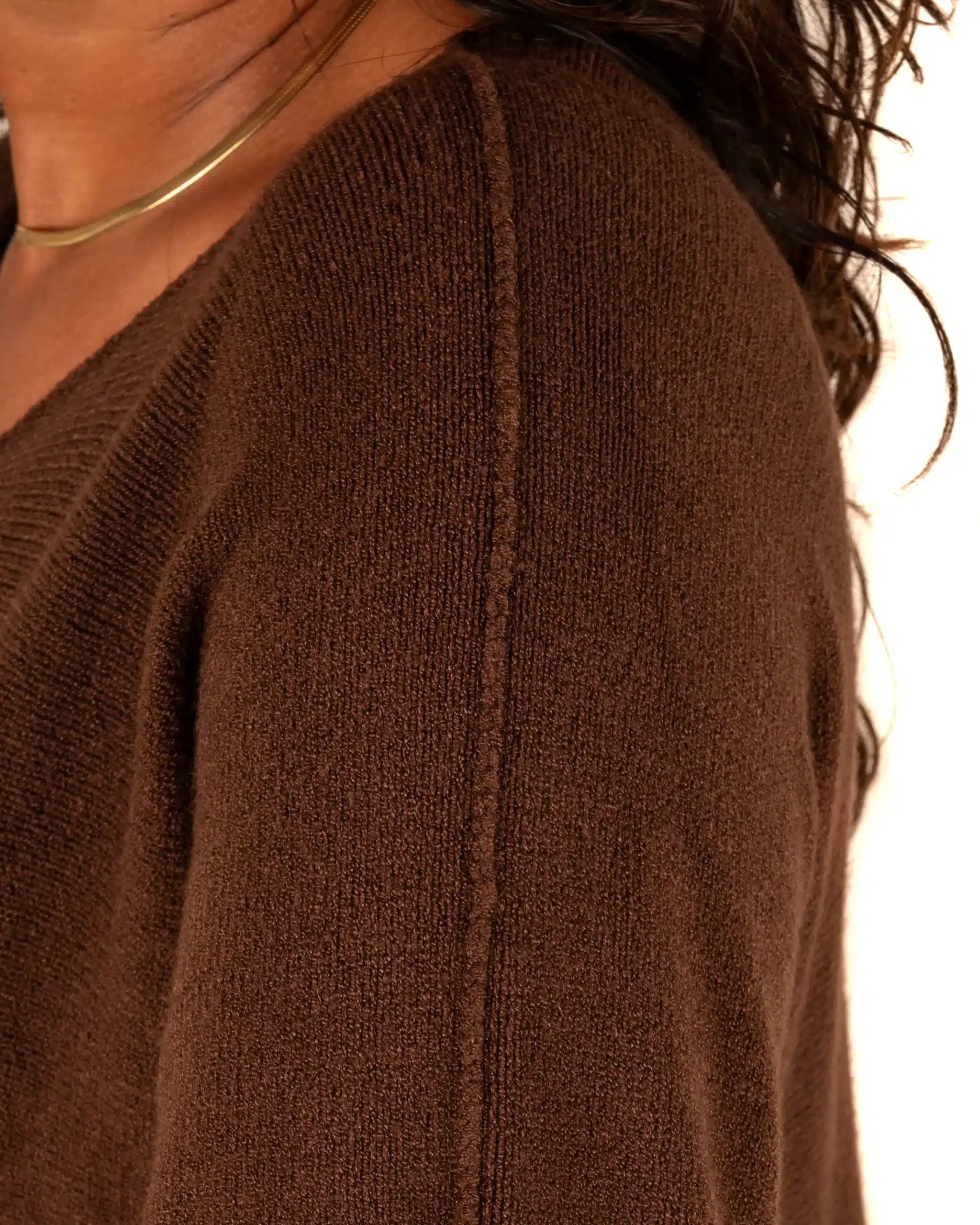 Donkerbruin gebreid shirt van El-Vita - Afbeelding 4