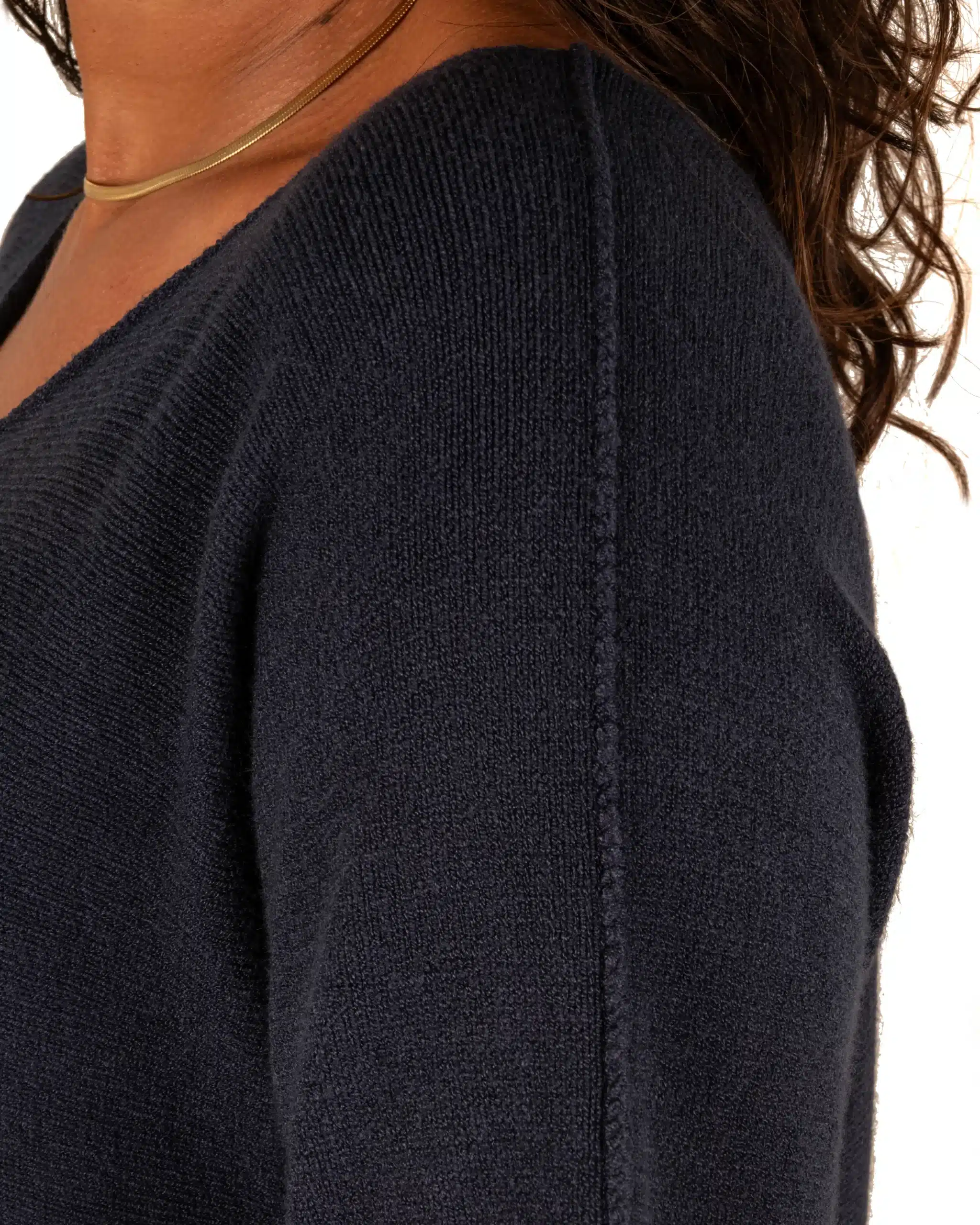 Donkerblauw gebreid shirt van El-Vita - Afbeelding 4