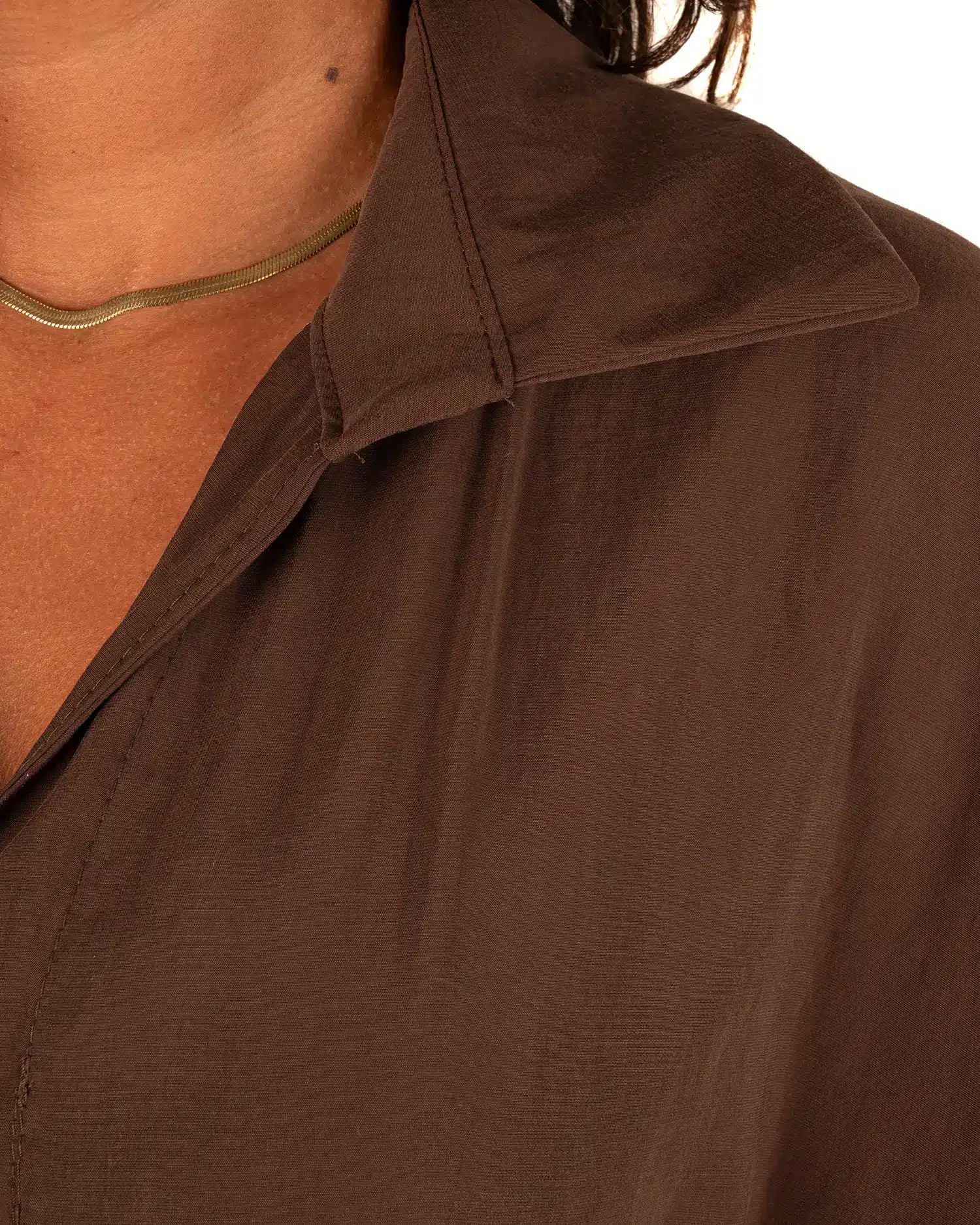 Donkerbruine blouse met knoop van El-Vita - Afbeelding 5