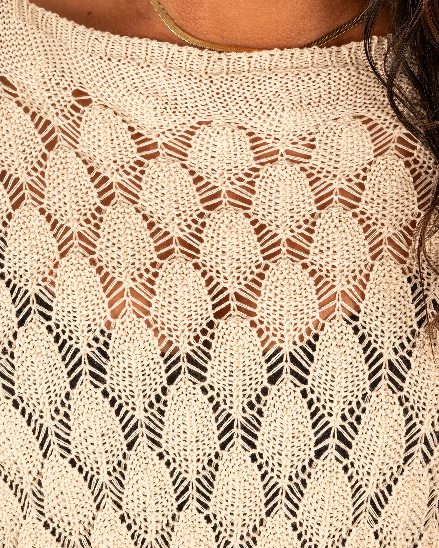 Beige gebreide trui vleermuismouw van El-Vita - Afbeelding 4