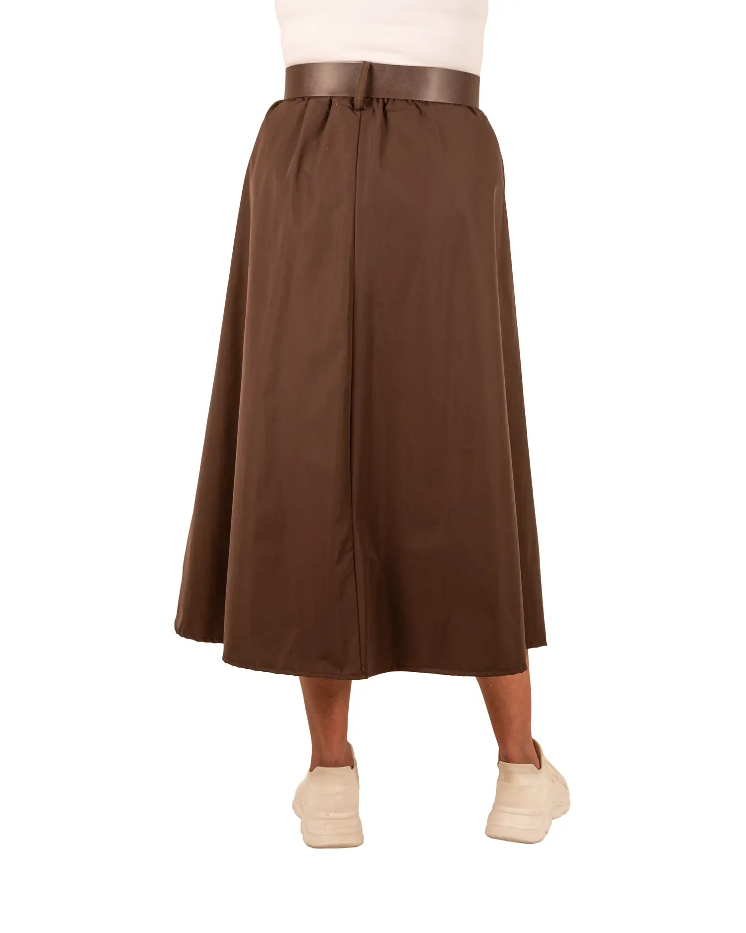 Donkerbruine rok met riem van Miuco - Afbeelding 4