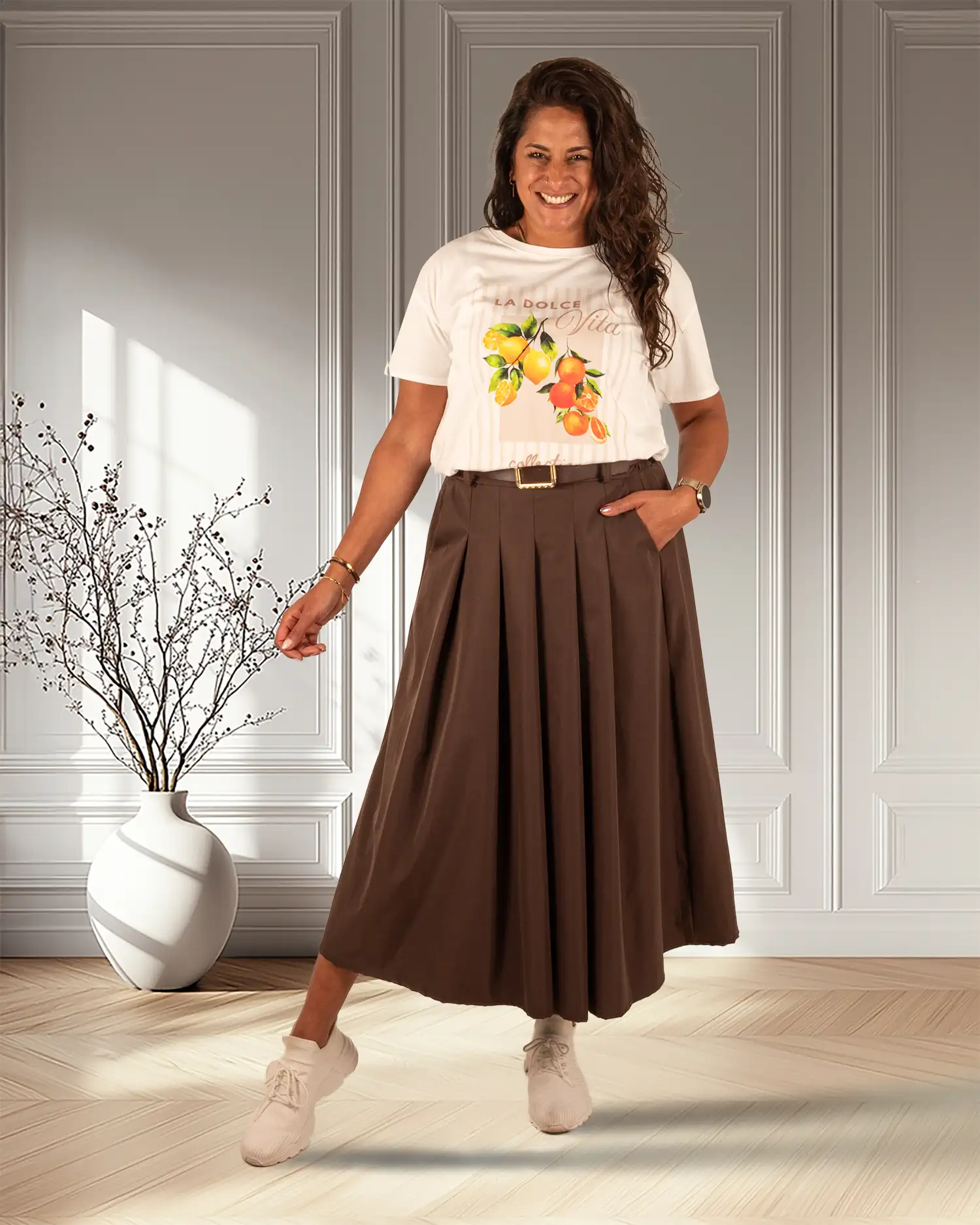 Off-white shirt fruit beige van Gemma Ricceri - Afbeelding 4