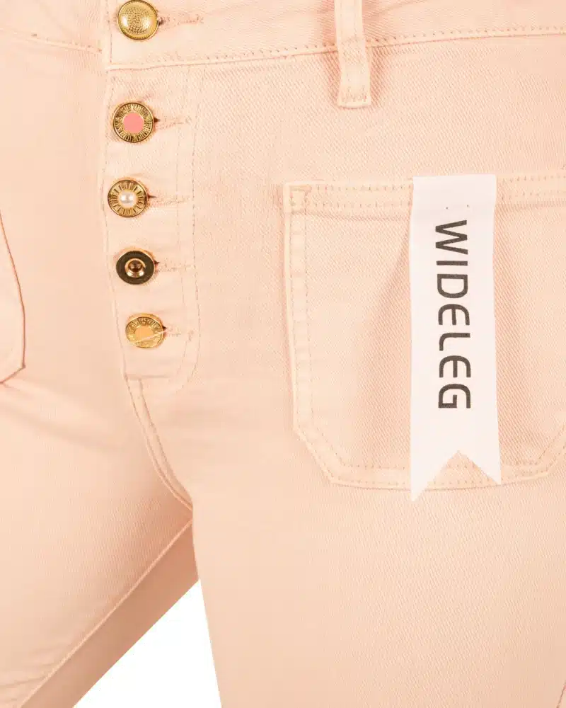 Lichtroze wide leg jeans met knopen van Folyrose - Afbeelding 5